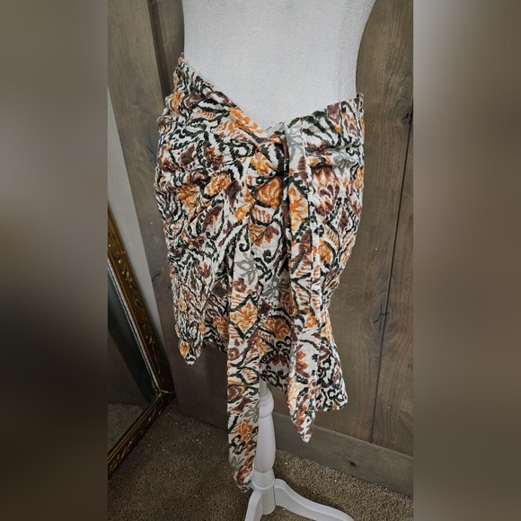 ZARA Textured Sarong Wrap Pareo Mini Skirt Printed Orange/white Multi. Size Med - Picture 10 of 12